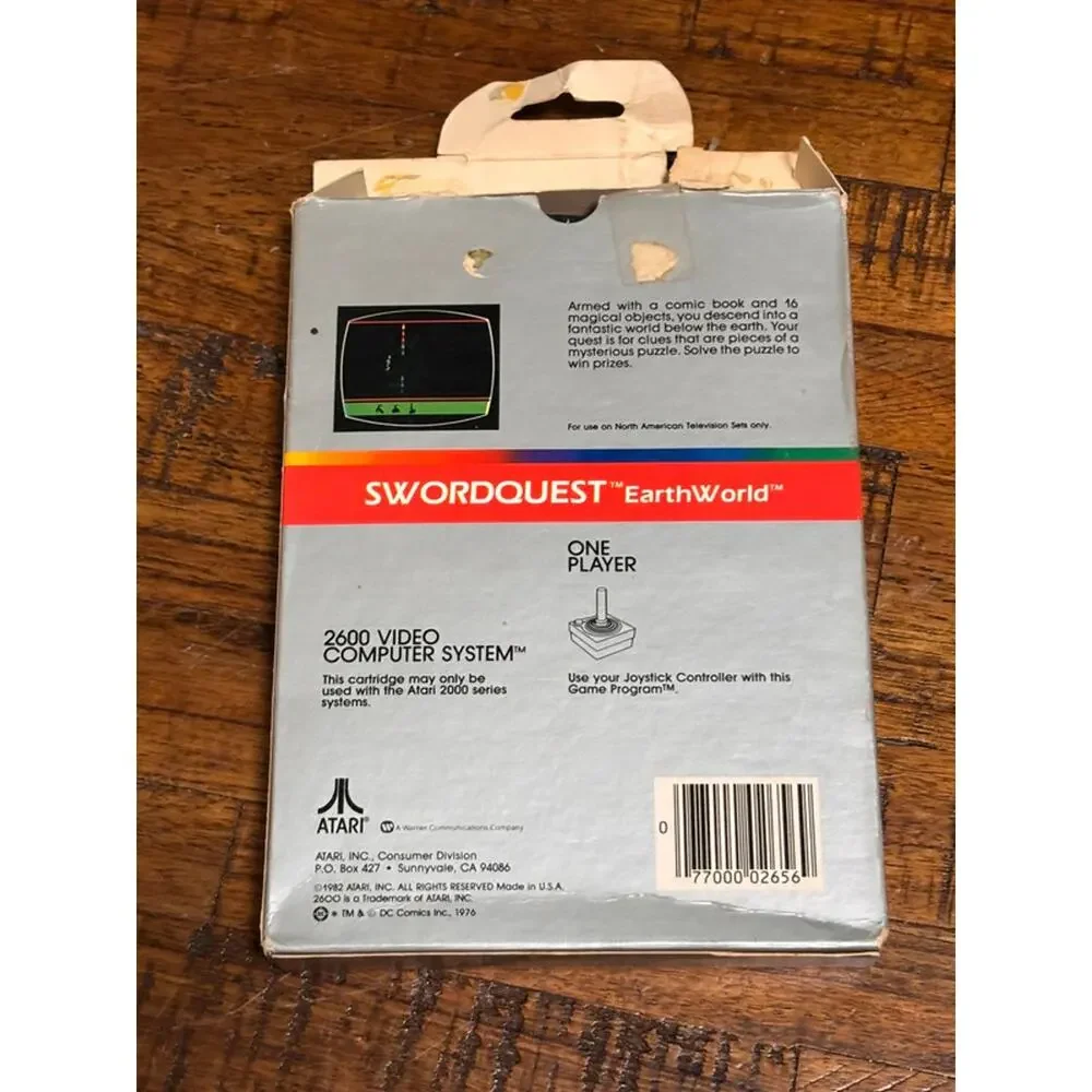 Atari 2600 Swordquest EarthWorld Vintage Video Game Manual Original Box 1982